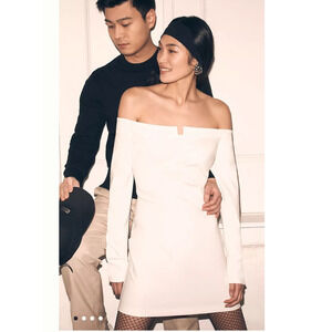 NWT Anthropologie BHLDN Gianna Off-The-Shoulder Twofer Dress $160 MEDIUM Ivory